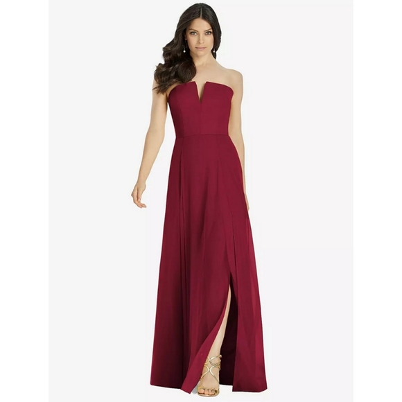 Dessy Collection Dresses & Skirts - DESSY COLLECTION STRAPLESS NOTCH CHIFFON MAXI DRESS GOWN Size 0